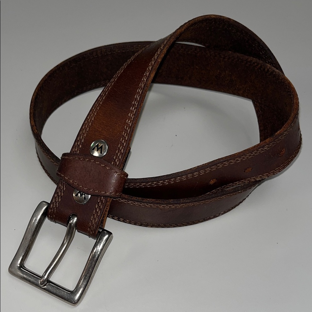 Brown Leather Belt with Silver Buckle